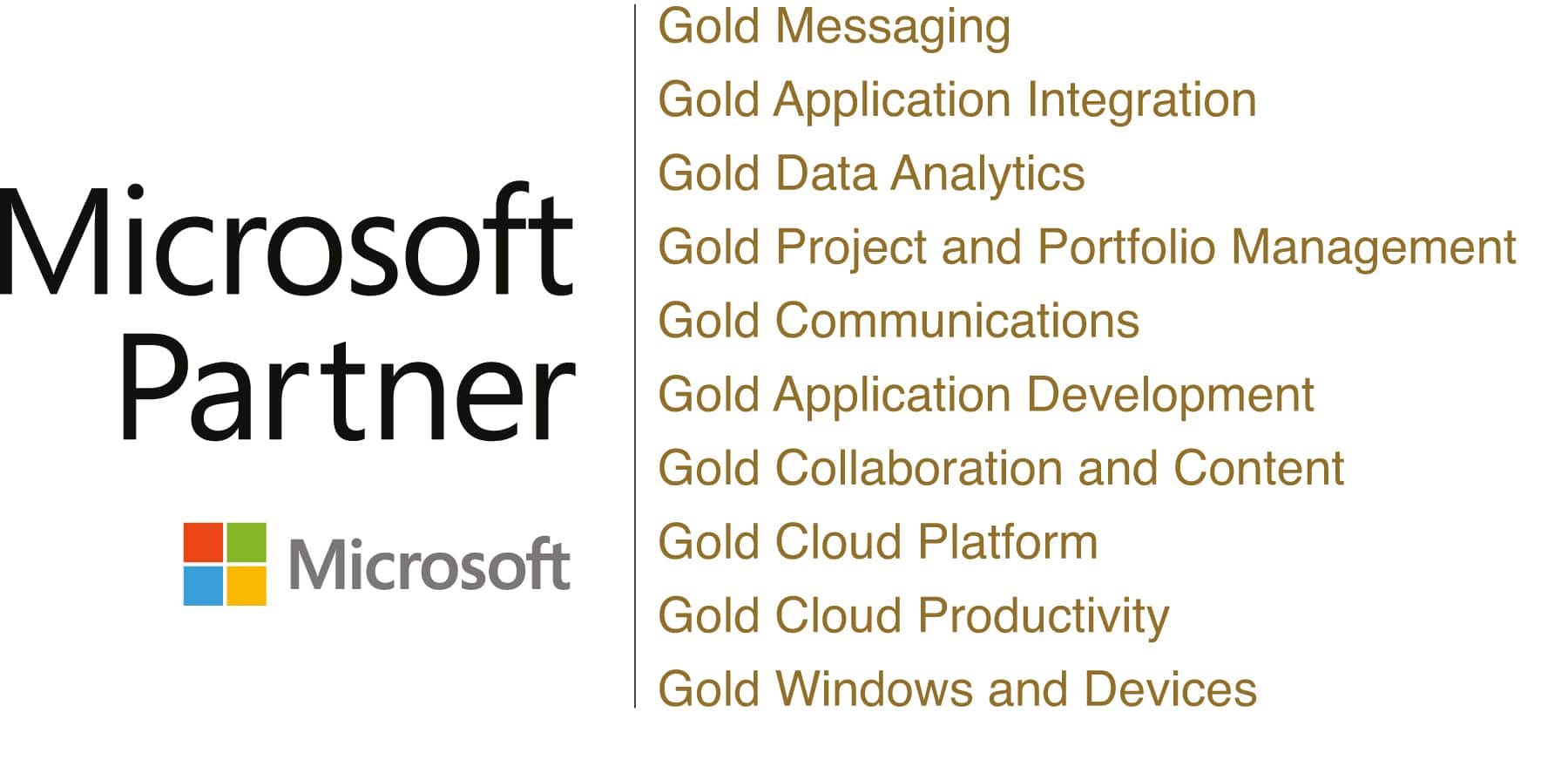 Logo Microsoft Gold Partner mit 10 Kompetenzen