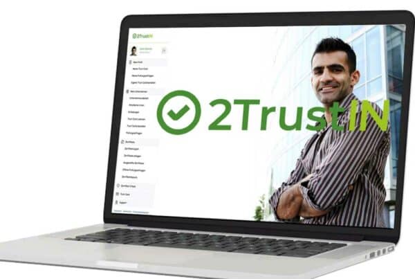 Anwendungsseite von 2TrustIN auf Laptop Display