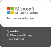 Logo Microsoft Solutions Partner, Modernes Arbeiten, Spezialist für Einführung und Change Management