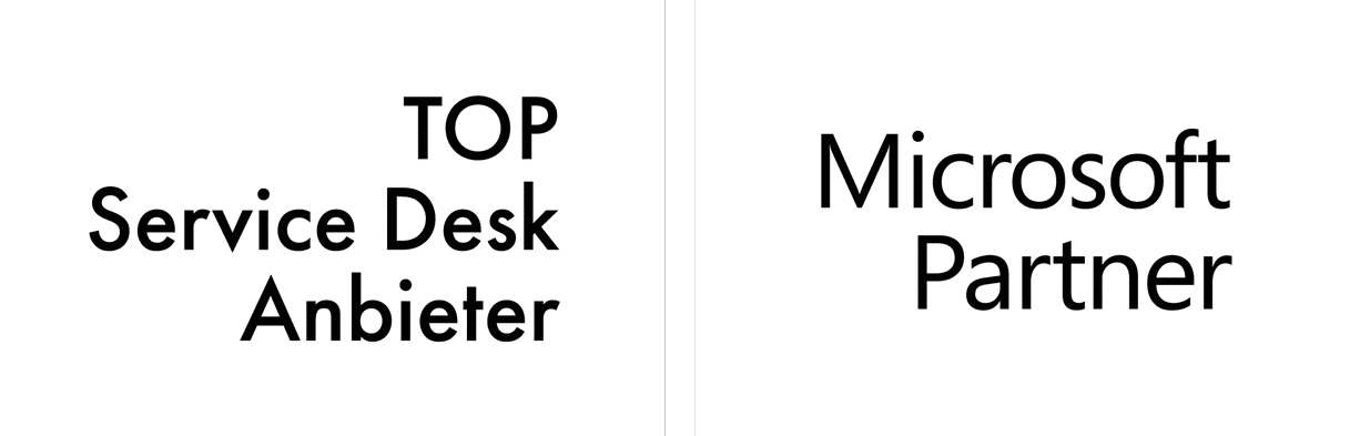 Logos: TOP Service Desk Partner + Microsoft Partner